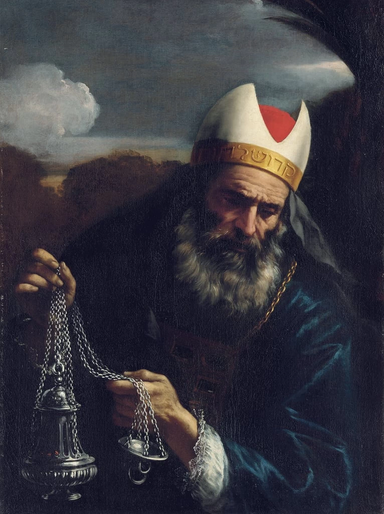 Aaron, sommo sacerdote degli israeliti, con in mano un turibolo